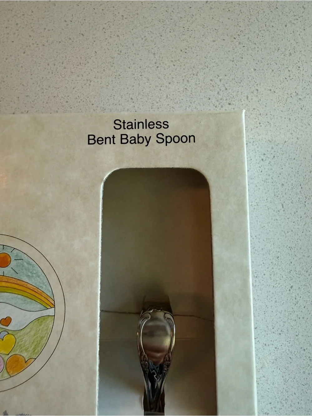 Vintage 1990 Oneida Silver Polished Bent Baby Spoon - Love Lasts Gift Box NWT